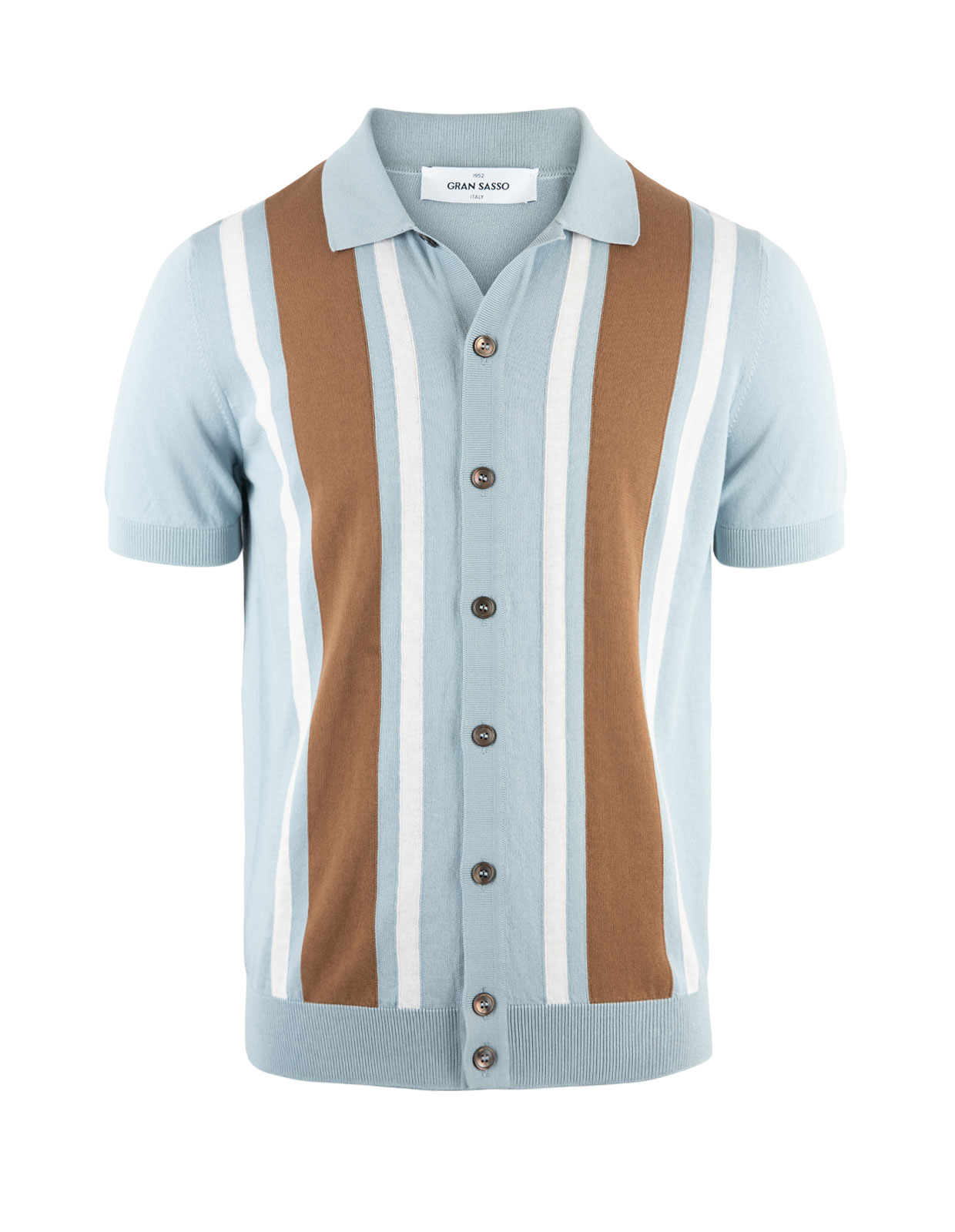 Knitted Retro Shirt Ice Blue/Brown