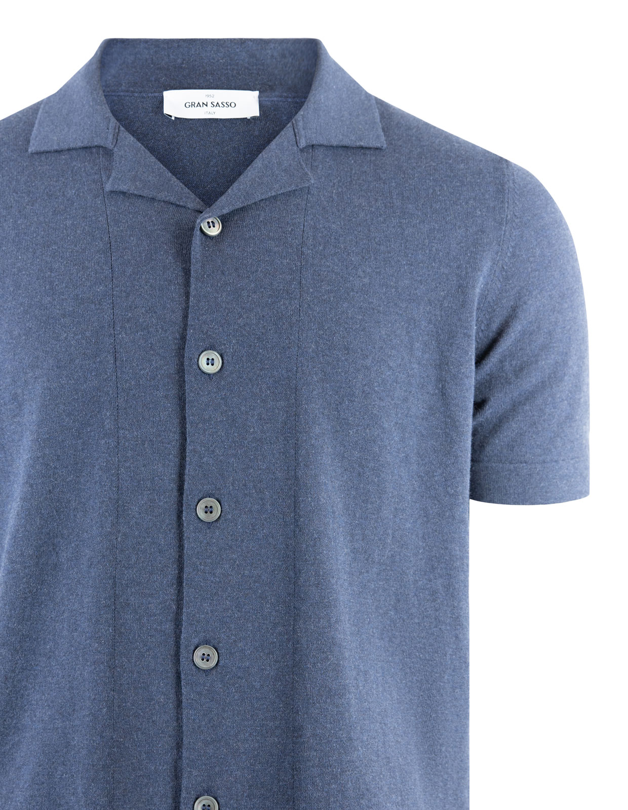 Knitted Resort Shirt Navy Melange