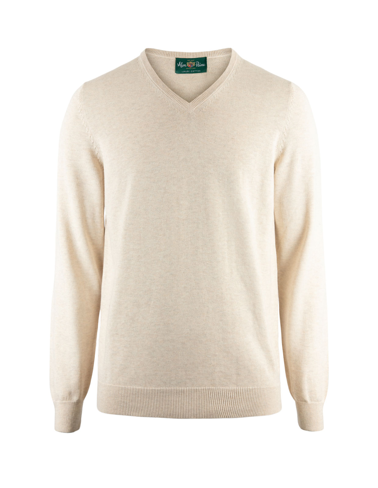 Rothwell Vee Neck Cotton Cashmere Sand Stl 50