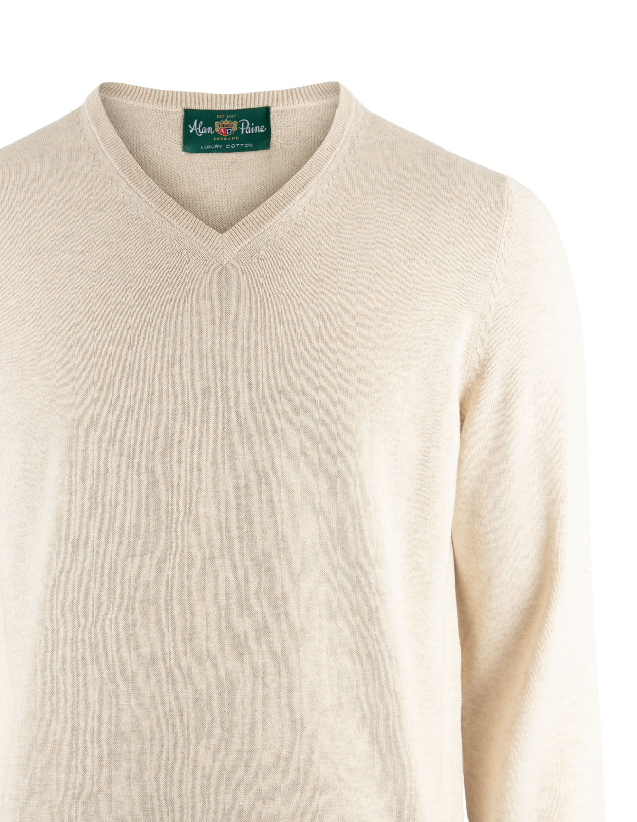 Rothwell Tröja V-ringad Bomull Cashmere Beige 56