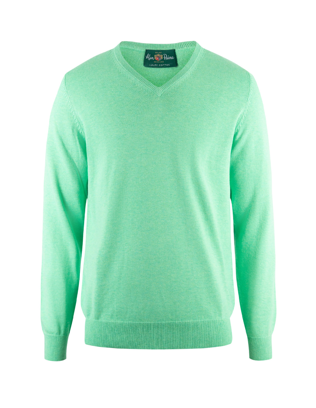 Rothwell Vee Neck Cotton Cashmere Spearmint