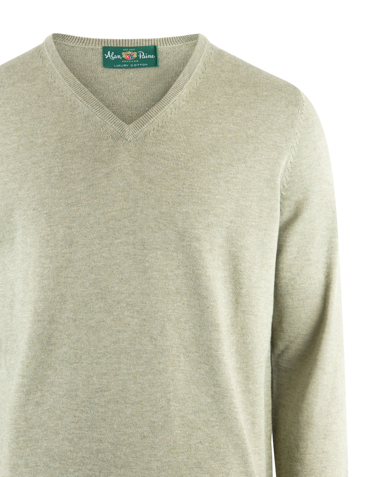 Rothwell Tröja V-ringad Bomull Cashmere Ljusgrön 54