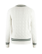 Sandridge Cricket Vee Neck Cotton Ecru/Racing Green