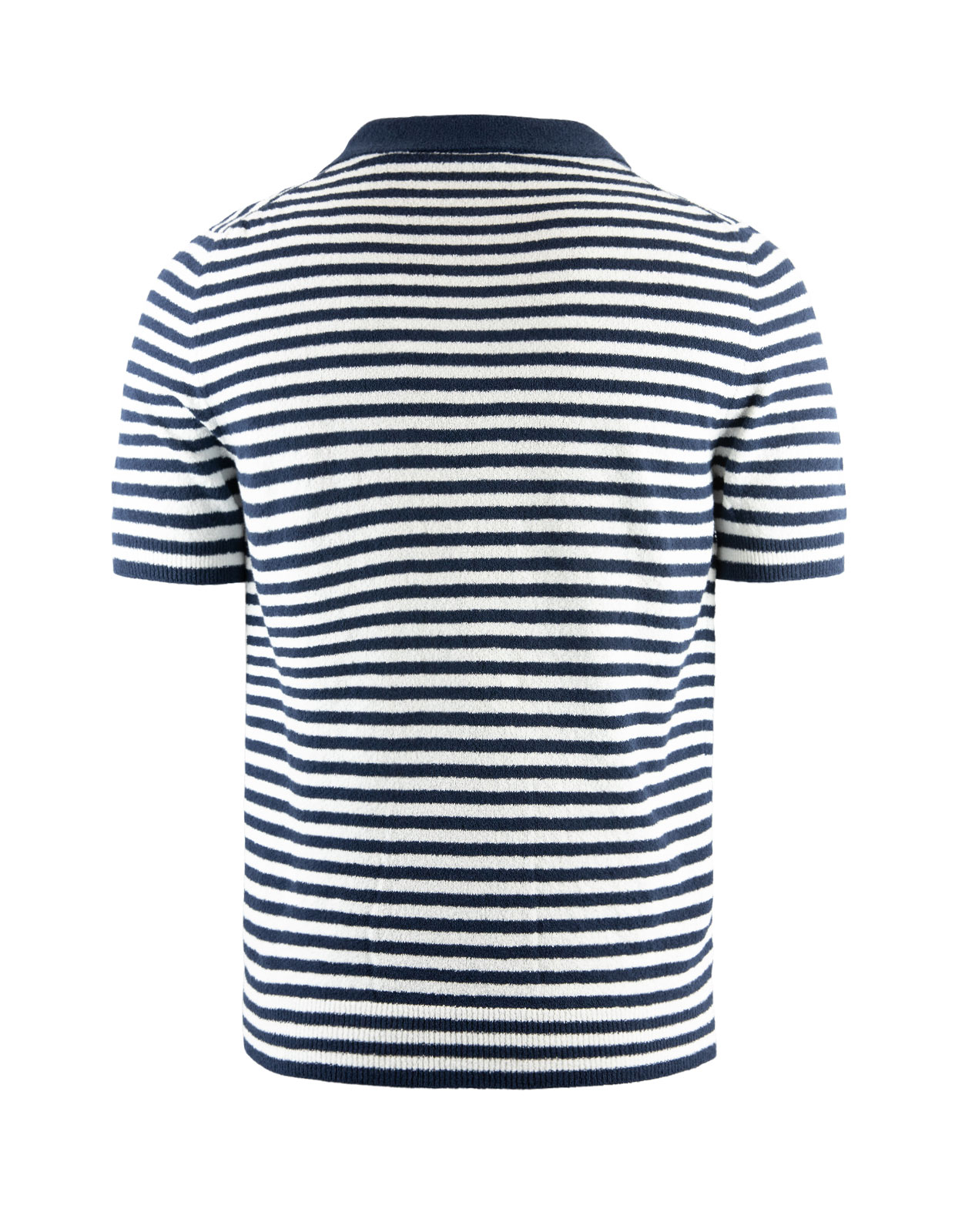 Polo Shirt Striped Bouclé Navy/White