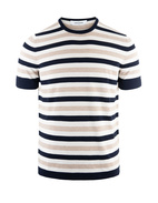 Knitted Cotton T-Shirt Navy/Beige/White Stl 56