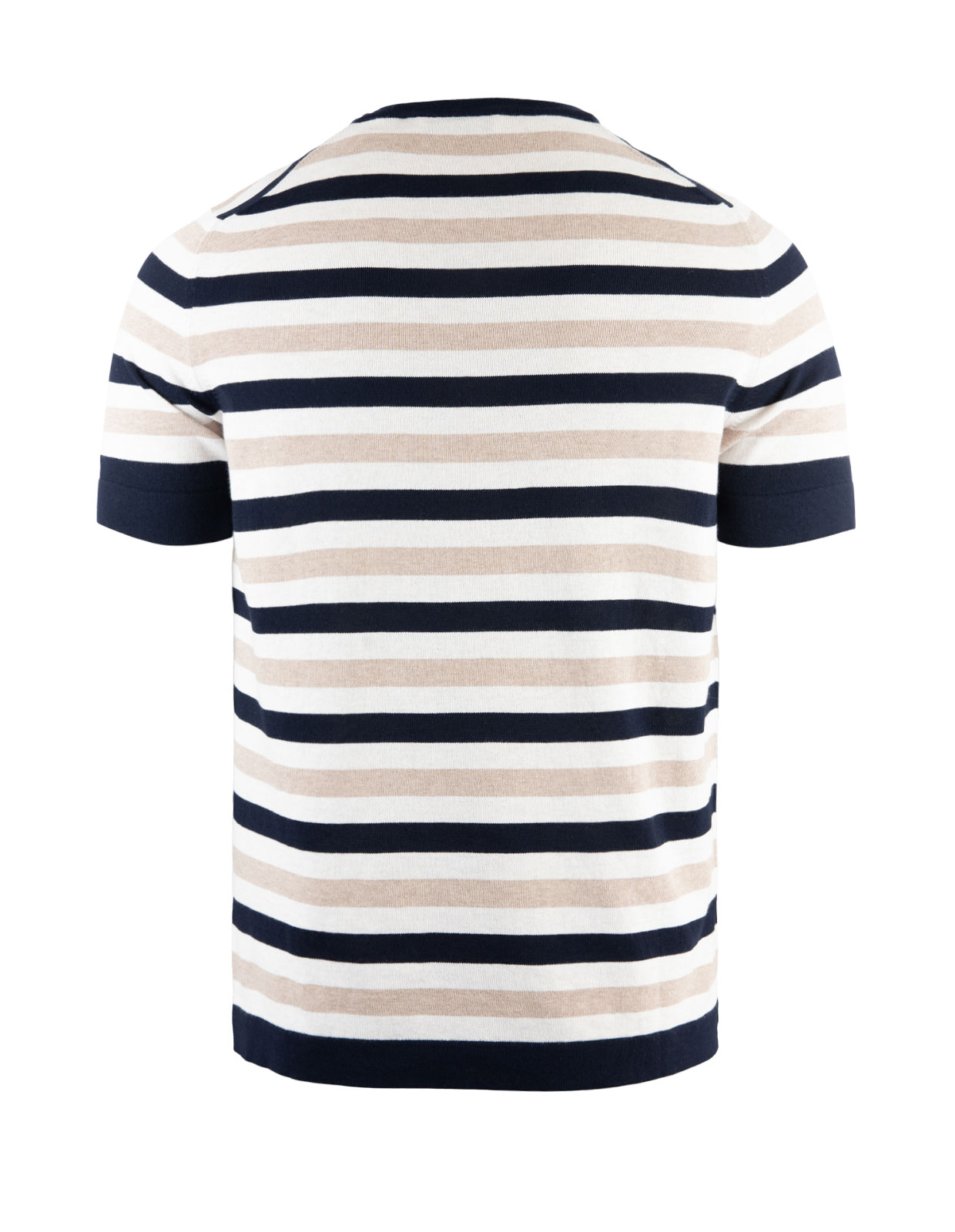 Knitted Cotton T-Shirt Navy/Beige/White
