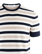 Knitted Cotton T-Shirt Navy/Beige/White Stl 56