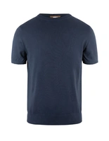 T-shirt Finstickad Bomull Marinblå