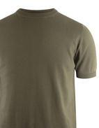 T-shirt Finstickad Bomull Militärgrön