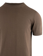 T-shirt Finstickad Bomull Mörkbrun Stl XL