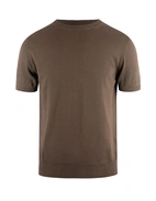 T-shirt Finstickad Bomull Mörkbrun