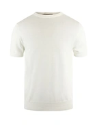 T-shirt Finstickad Bomull Benvit XXL