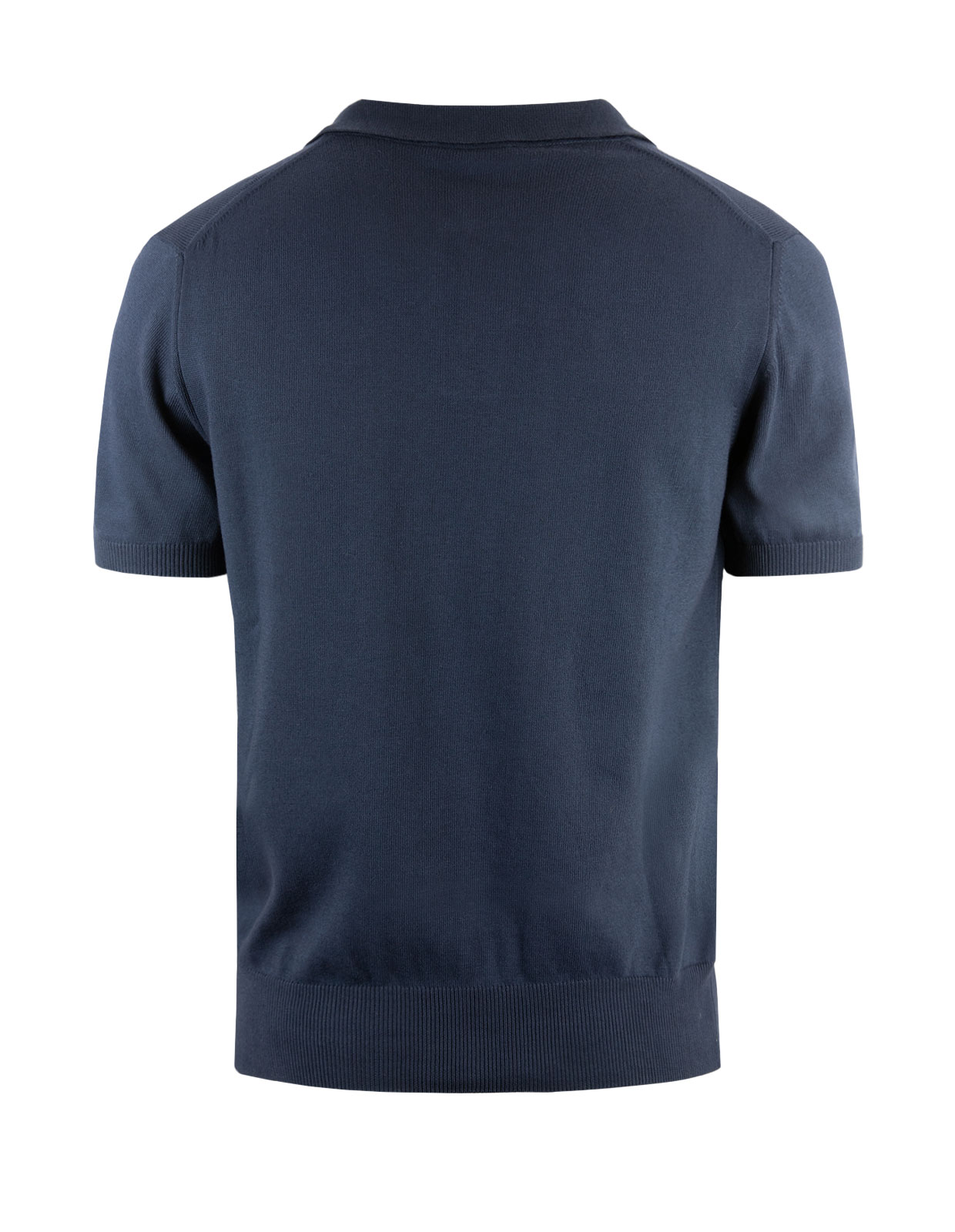 Open Polo Shirt Knitted Cotton Navy