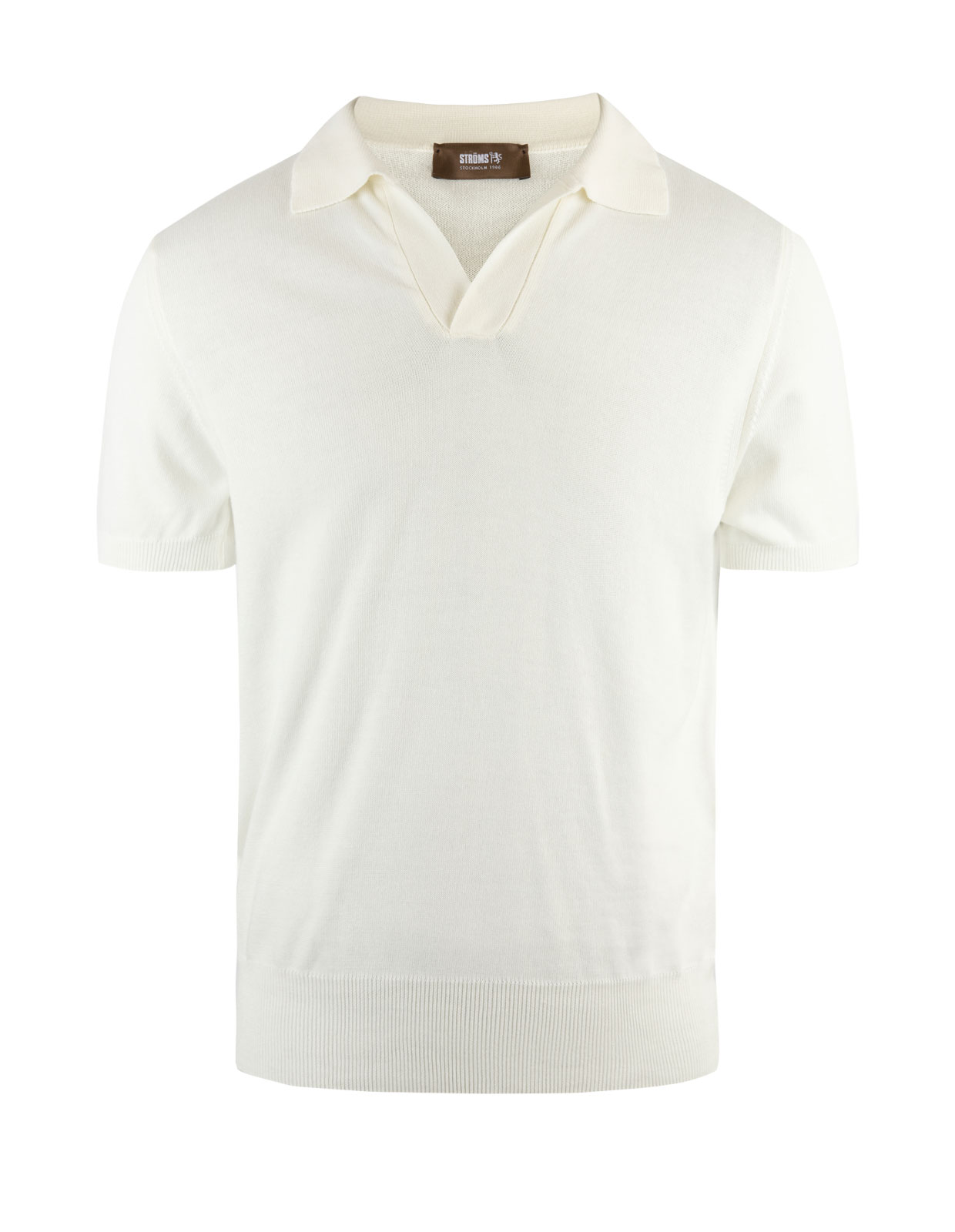 Open Polo Shirt Knitted Cotton Offwhite