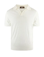 Open Polo Finstickad Bomull Benvit