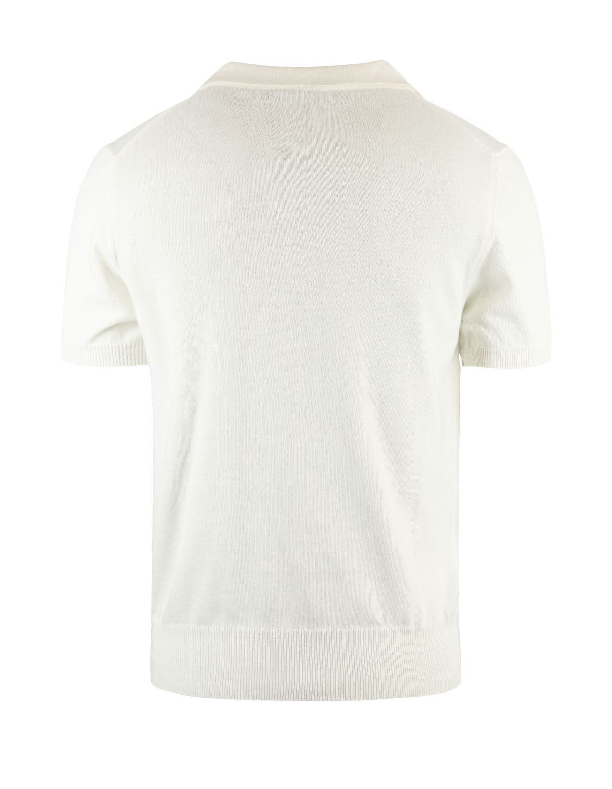 Open Polo Shirt Knitted Cotton Offwhite