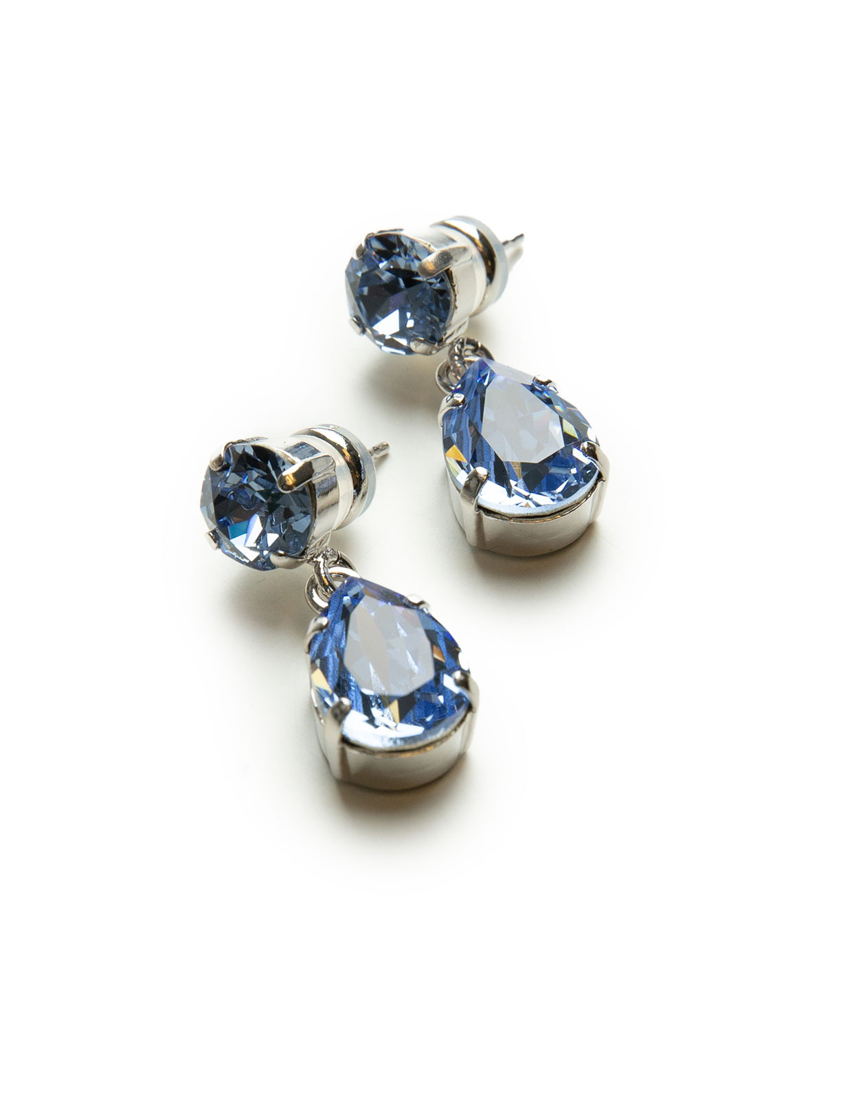 Mini Drop Earring Rhodium Light Saphire