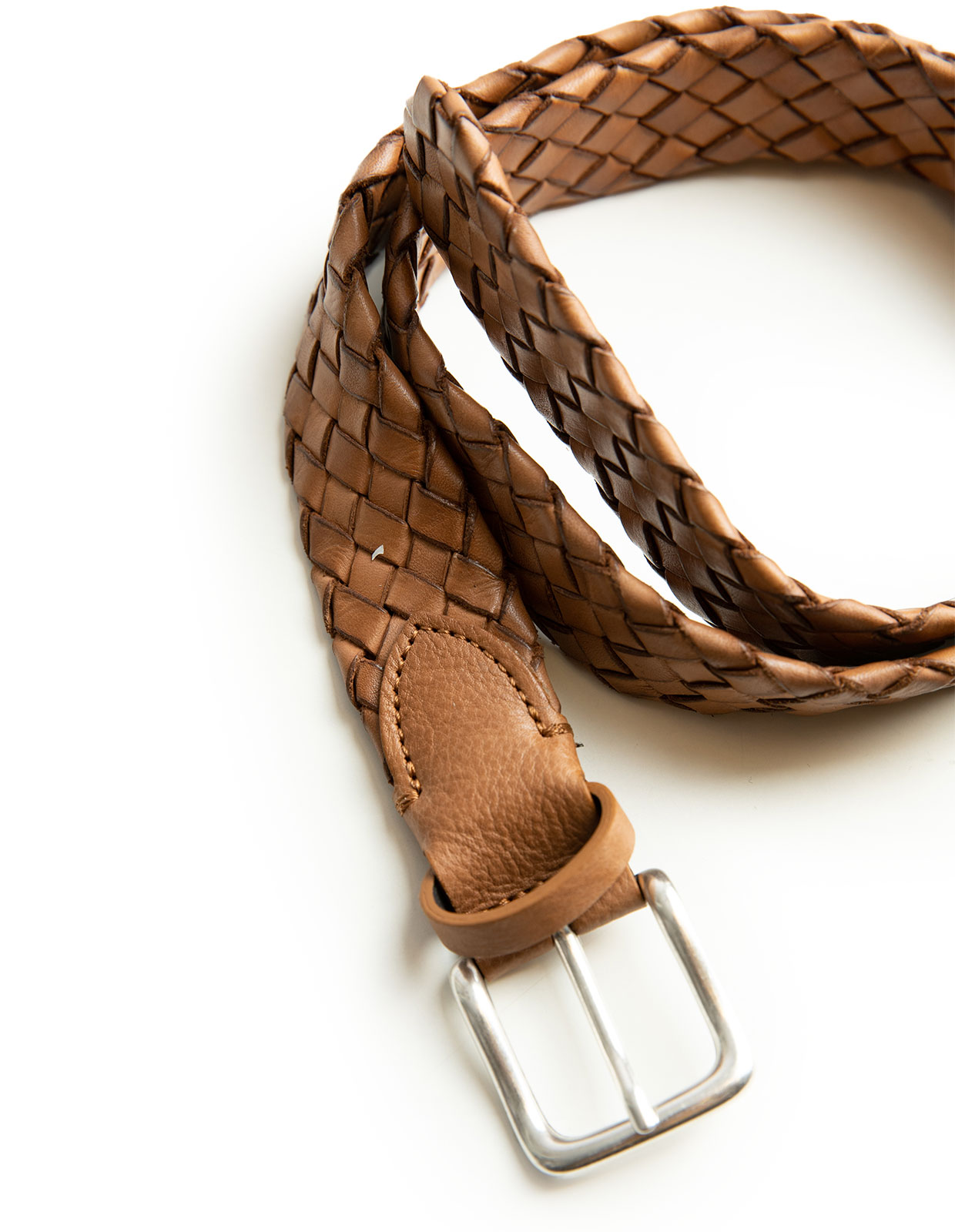 Braided Leather Belt Cuio
