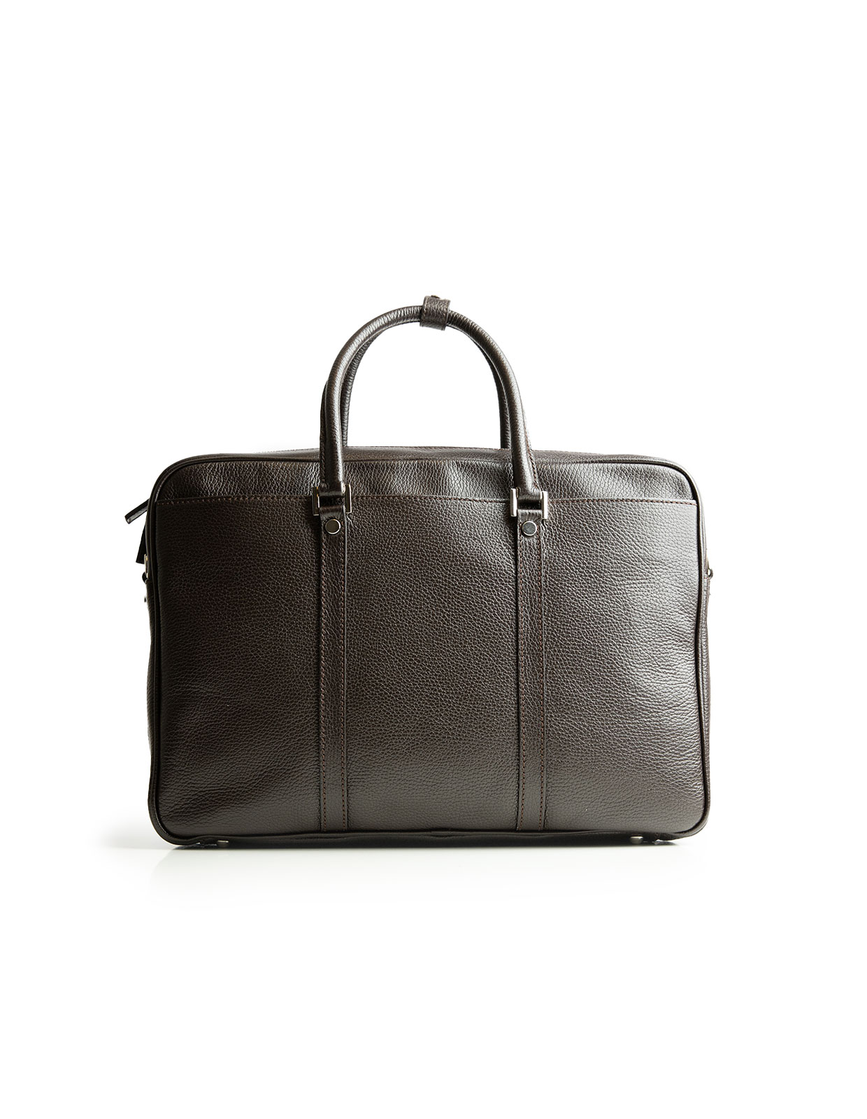 Briefcase Bottalato Leather Dark Brown