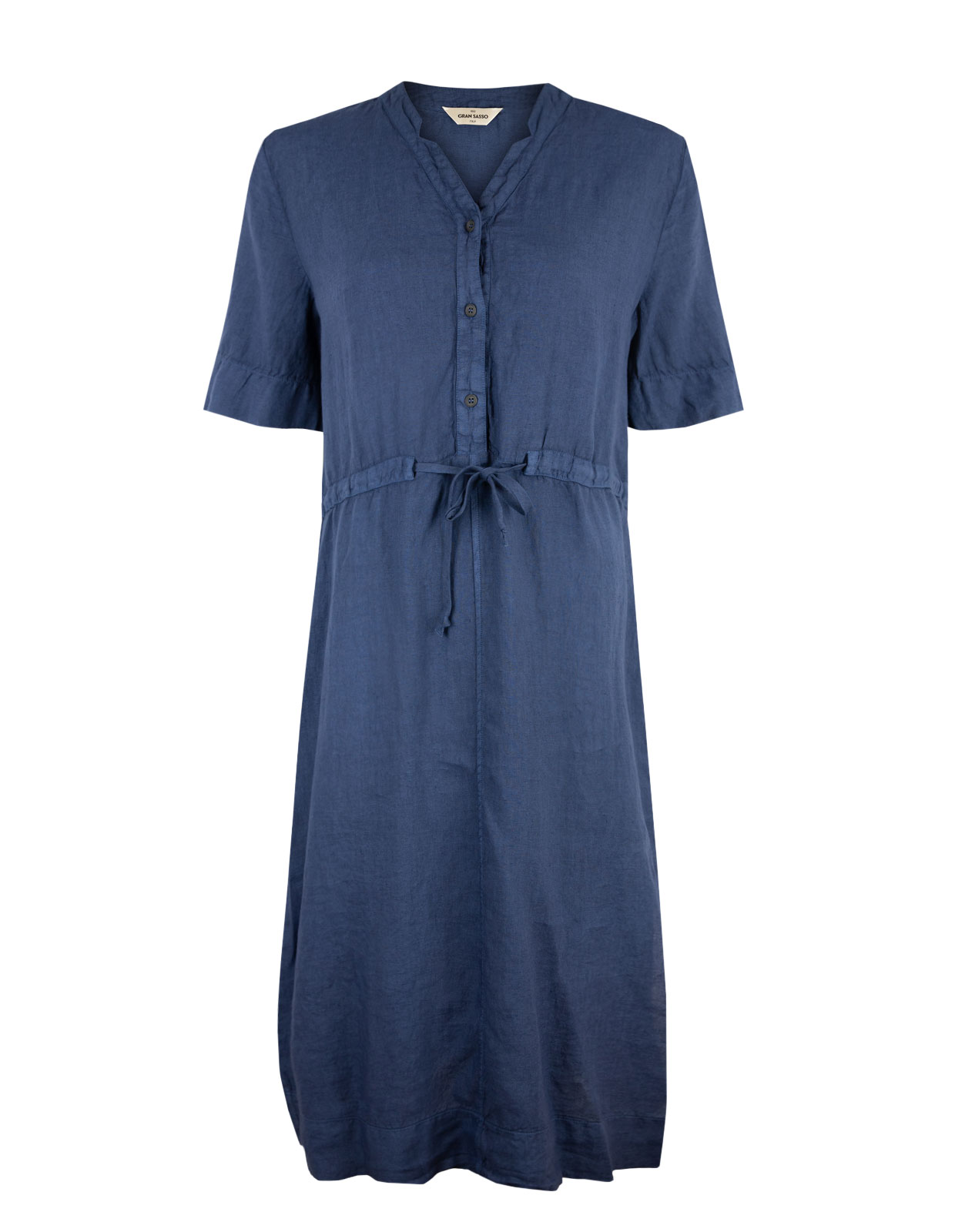 Dress V-Neck Linnen Navy