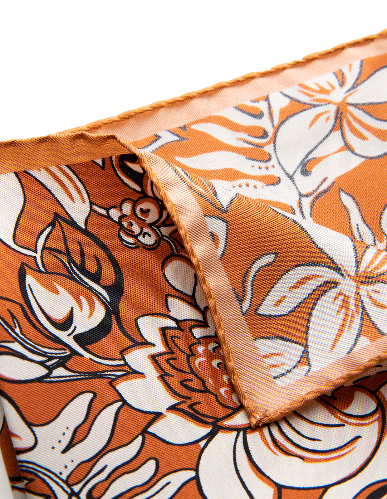 Pocket Square Printed Silk Big Floral/Orange