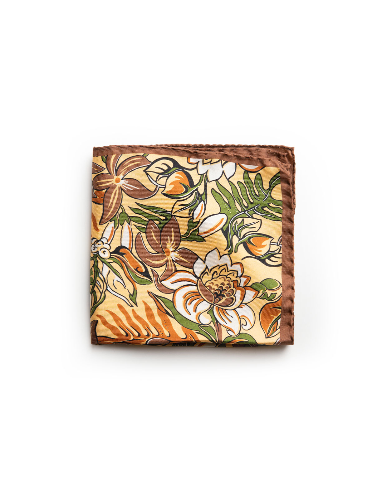 Pocket Square Printed Silk Big Floral/Honey