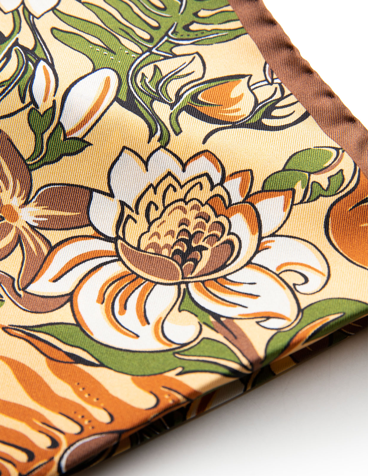Pocket Square Printed Silk Big Floral/Honey