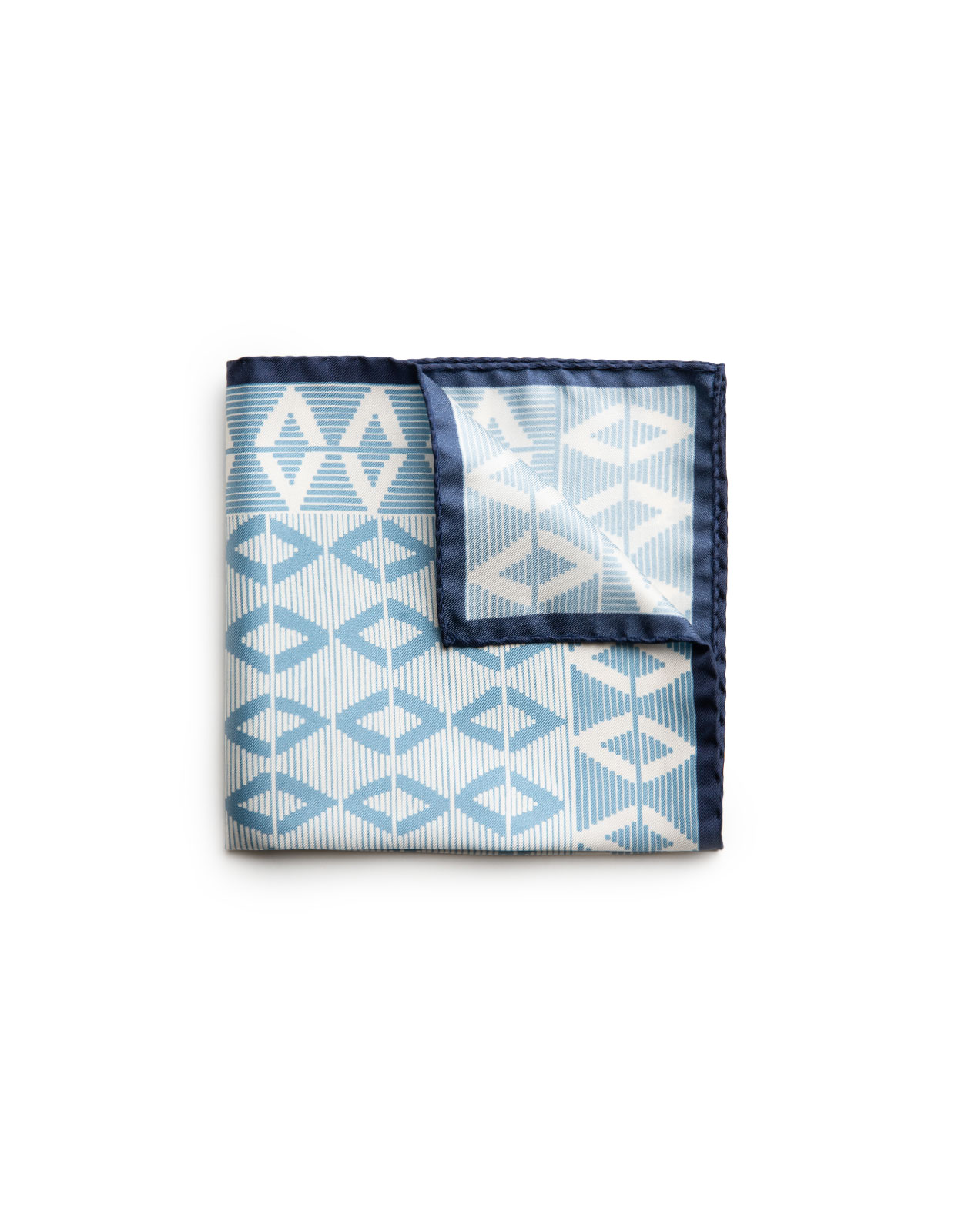 Pocket Square Printed Silk Diamond/Blue/Navy