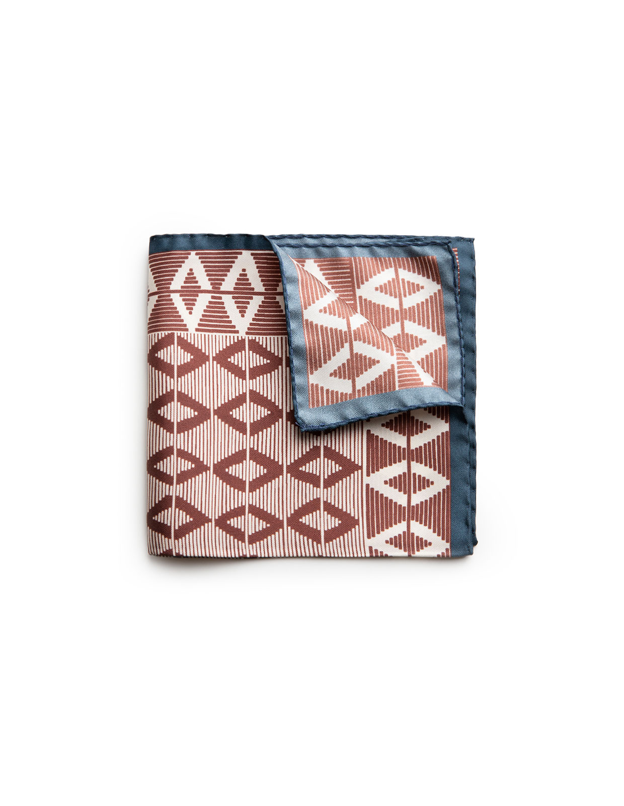Pocket Square Printed Silk Diamond/Wine/Navy