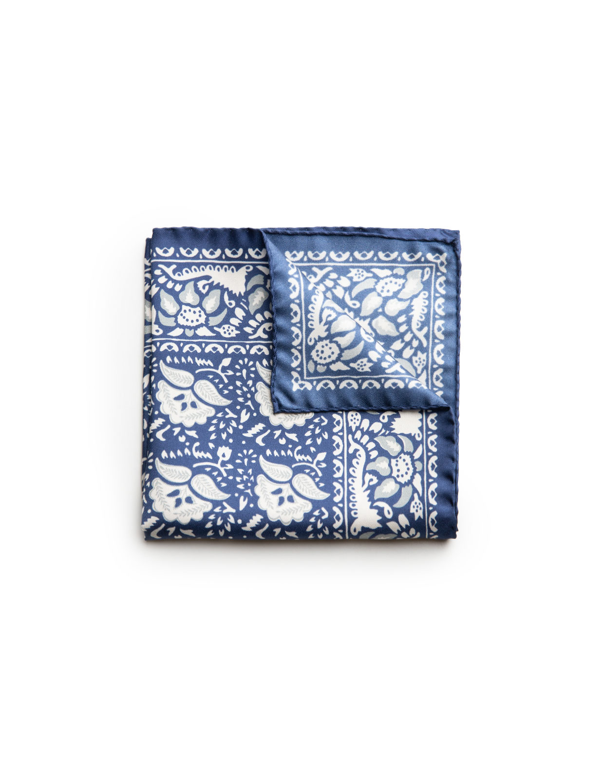 Pocket Square Printed Silk Blue/White