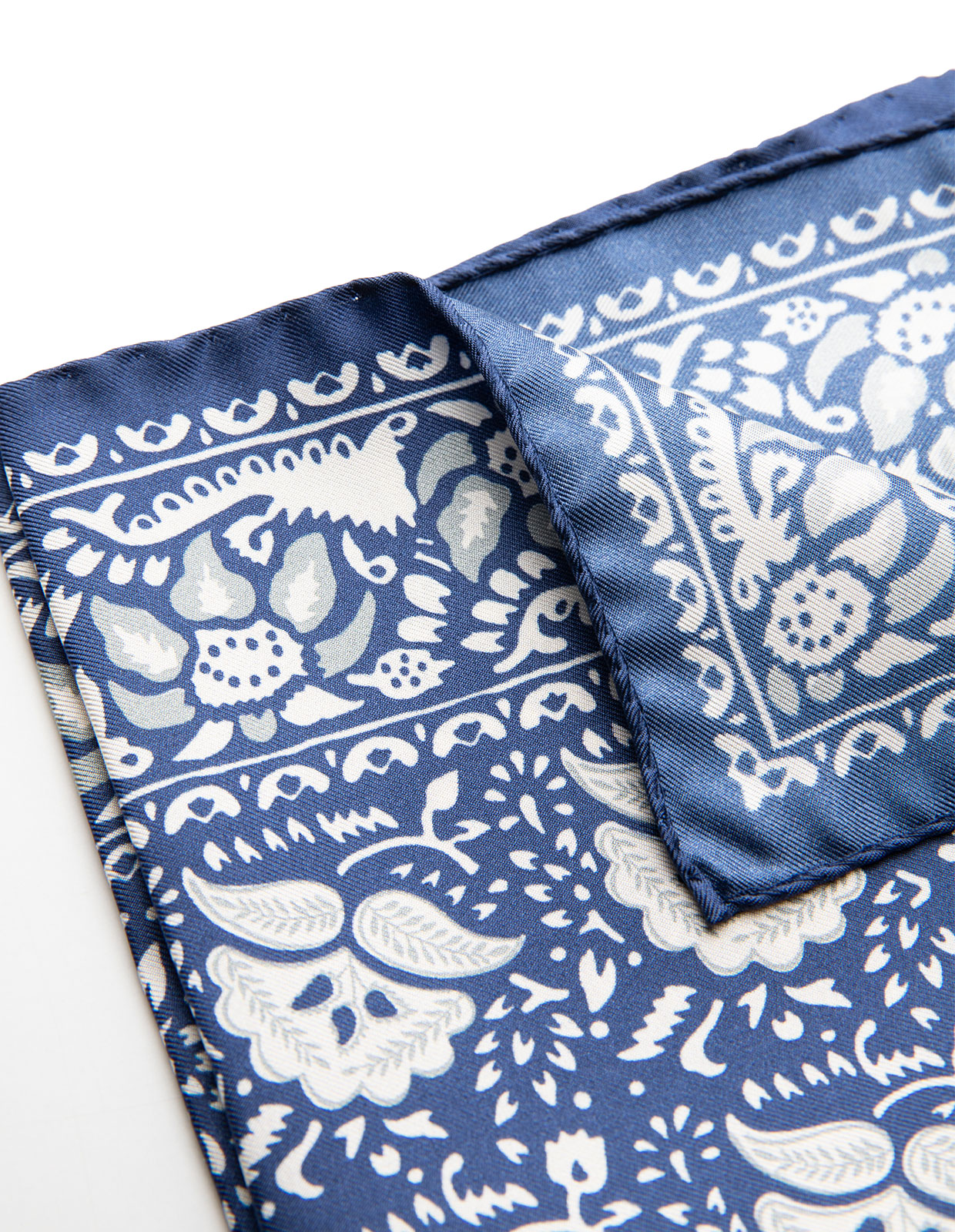 Pocket Square Printed Silk Blue/White
