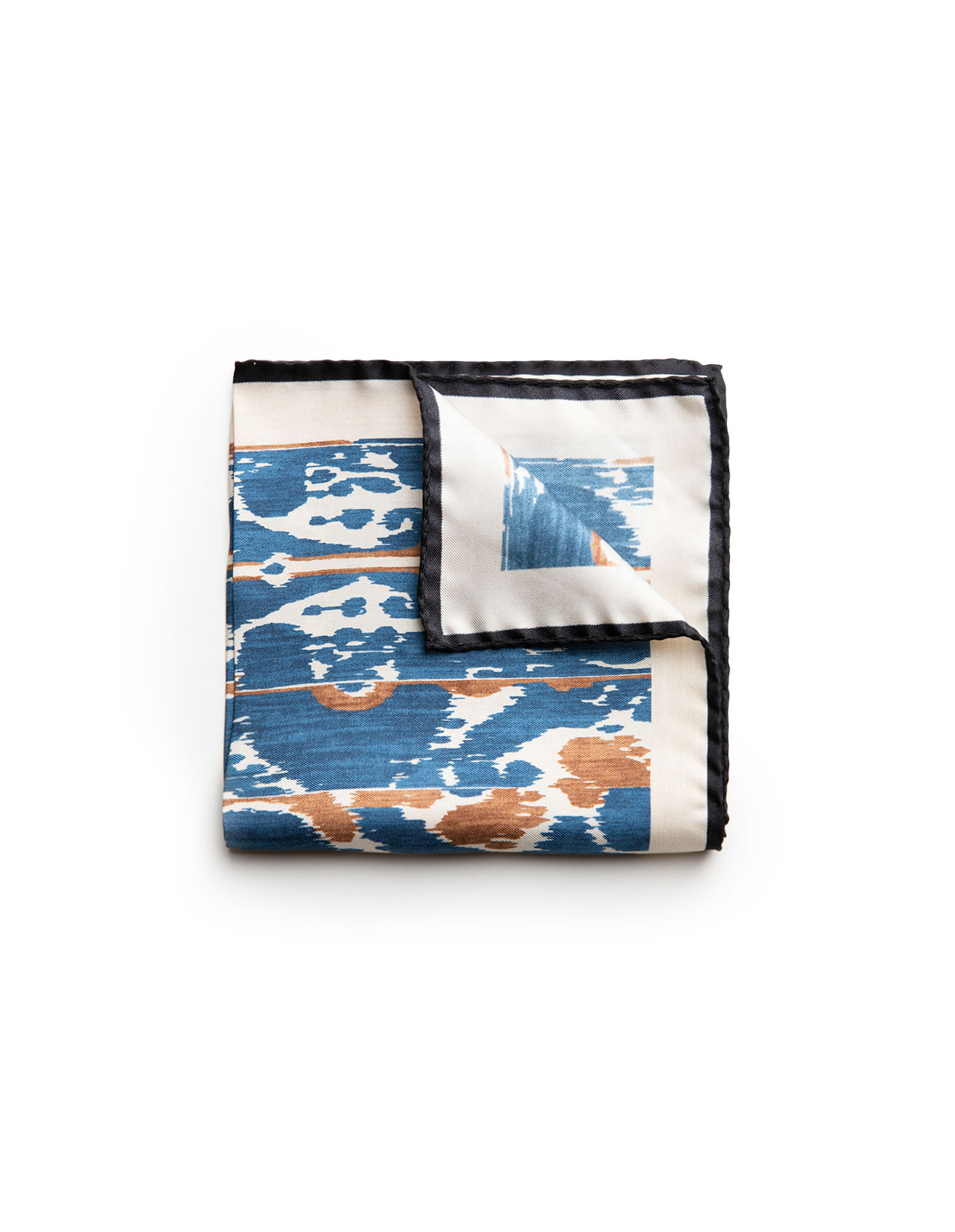 Pocket Square Printed Silk Blue/Brown Misc.