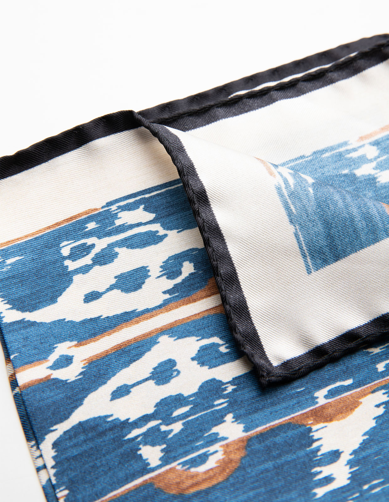 Pocket Square Printed Silk Blue/Brown Misc.