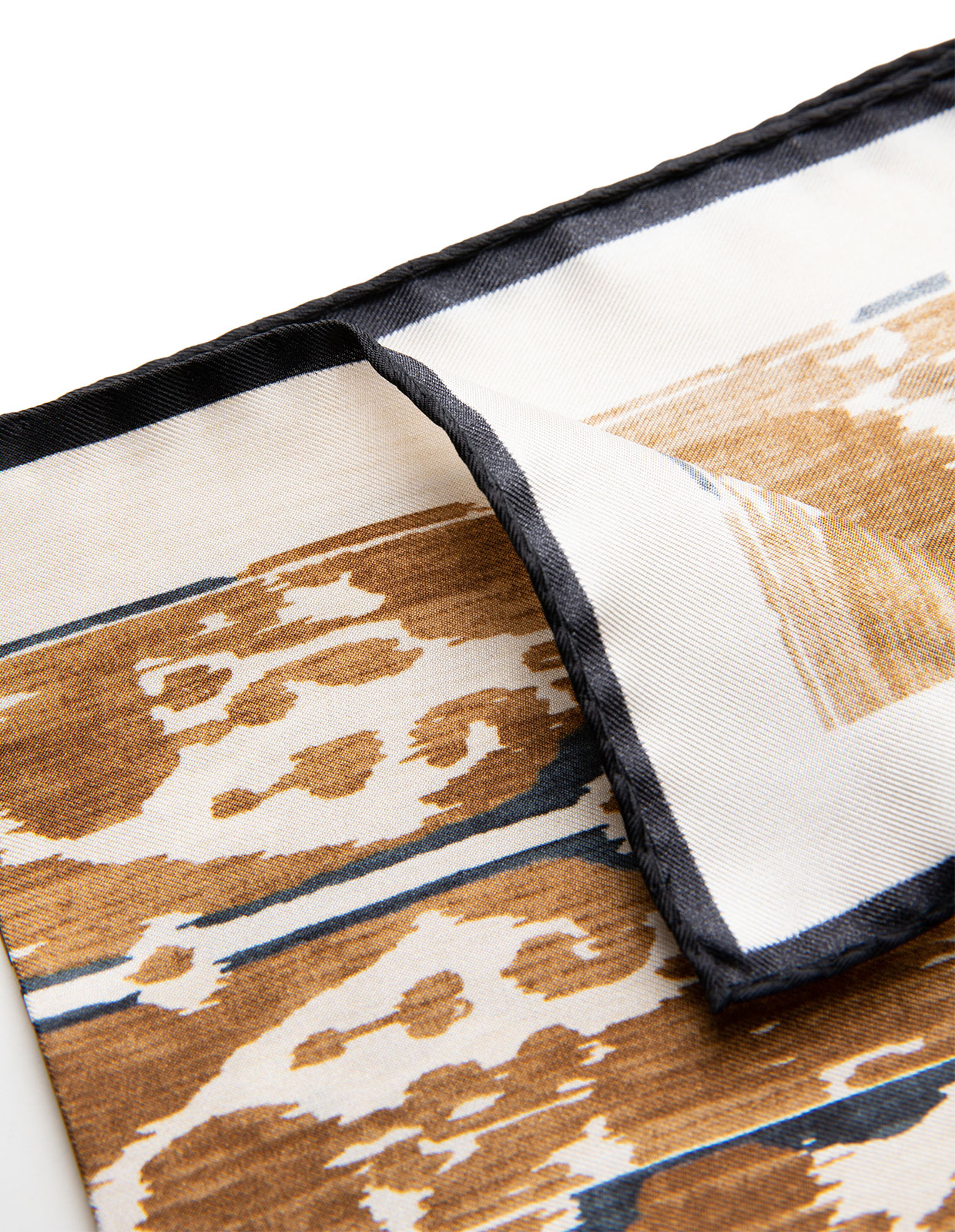 Pocket Square Printed Silk Khaki/Navy Misc.