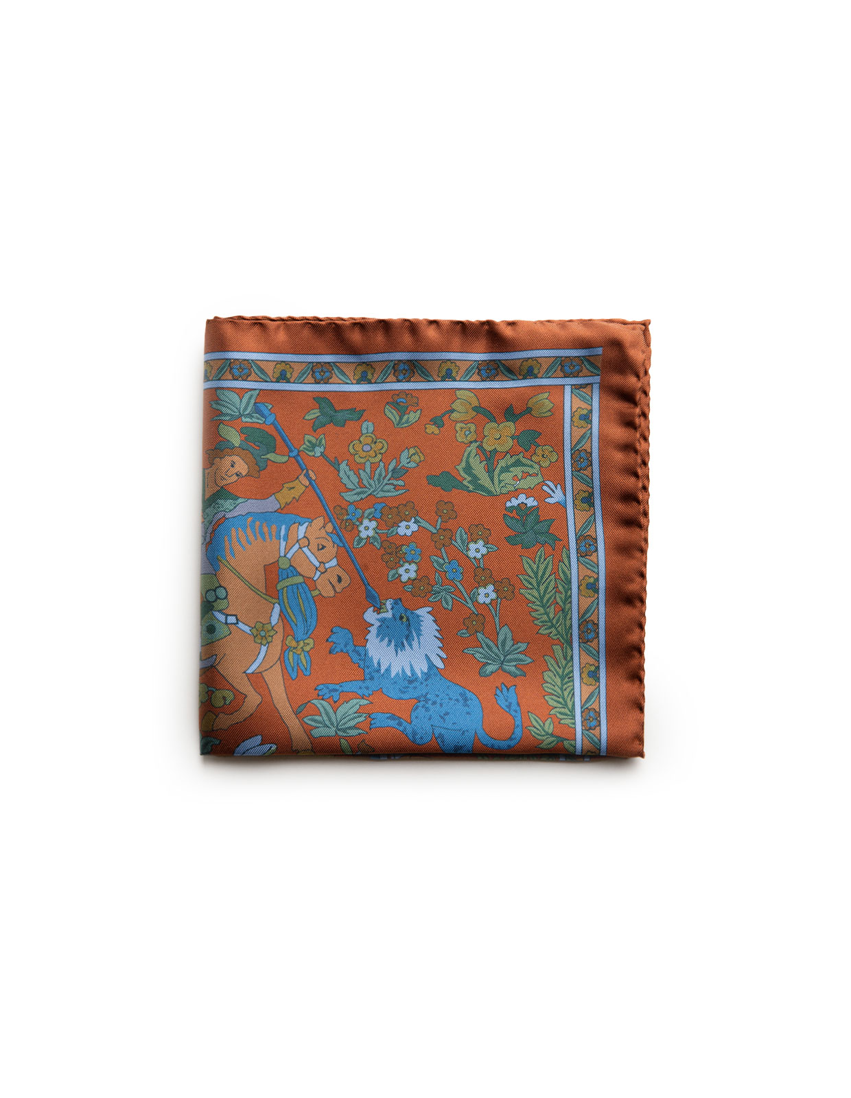 Pocket Square Printed Silk Mughal Print/Brown