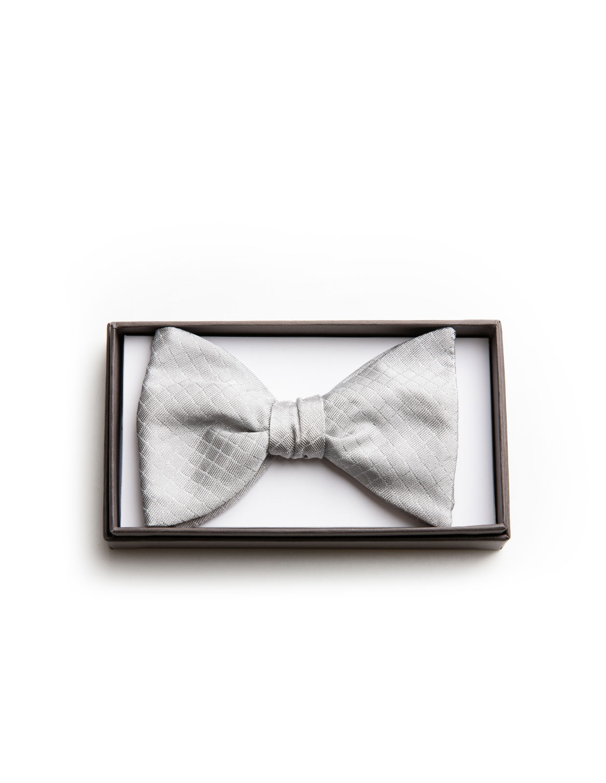 Bowtie Metallic Silk Blend Silver Grey