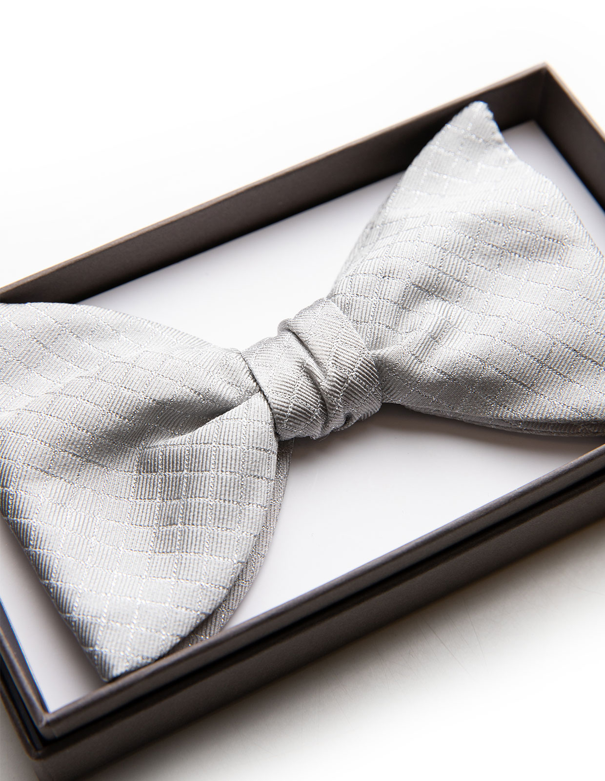 Bowtie Metallic Silk Blend Silver Grey