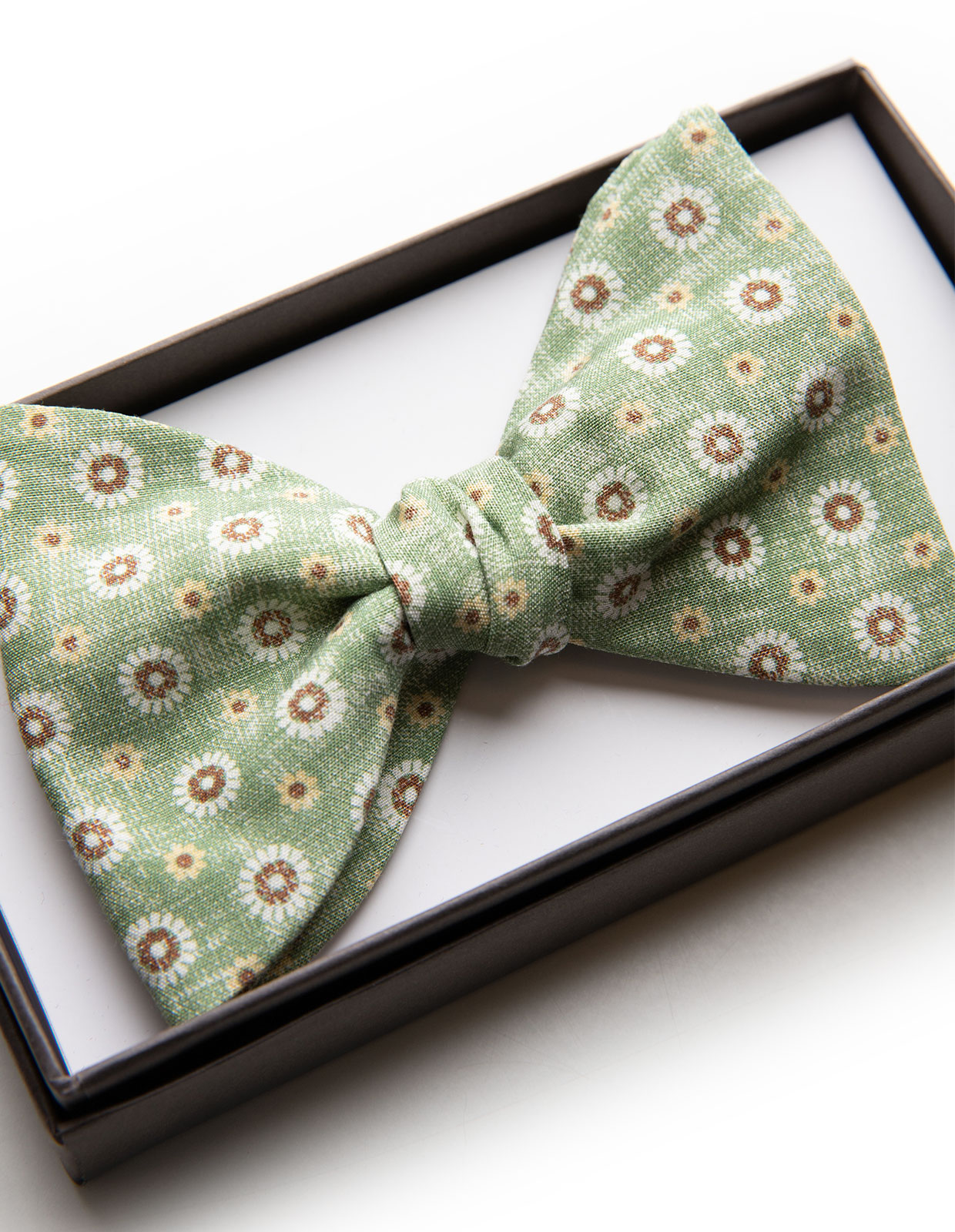 Bowtie Printed Silk Washed Green/Daisy