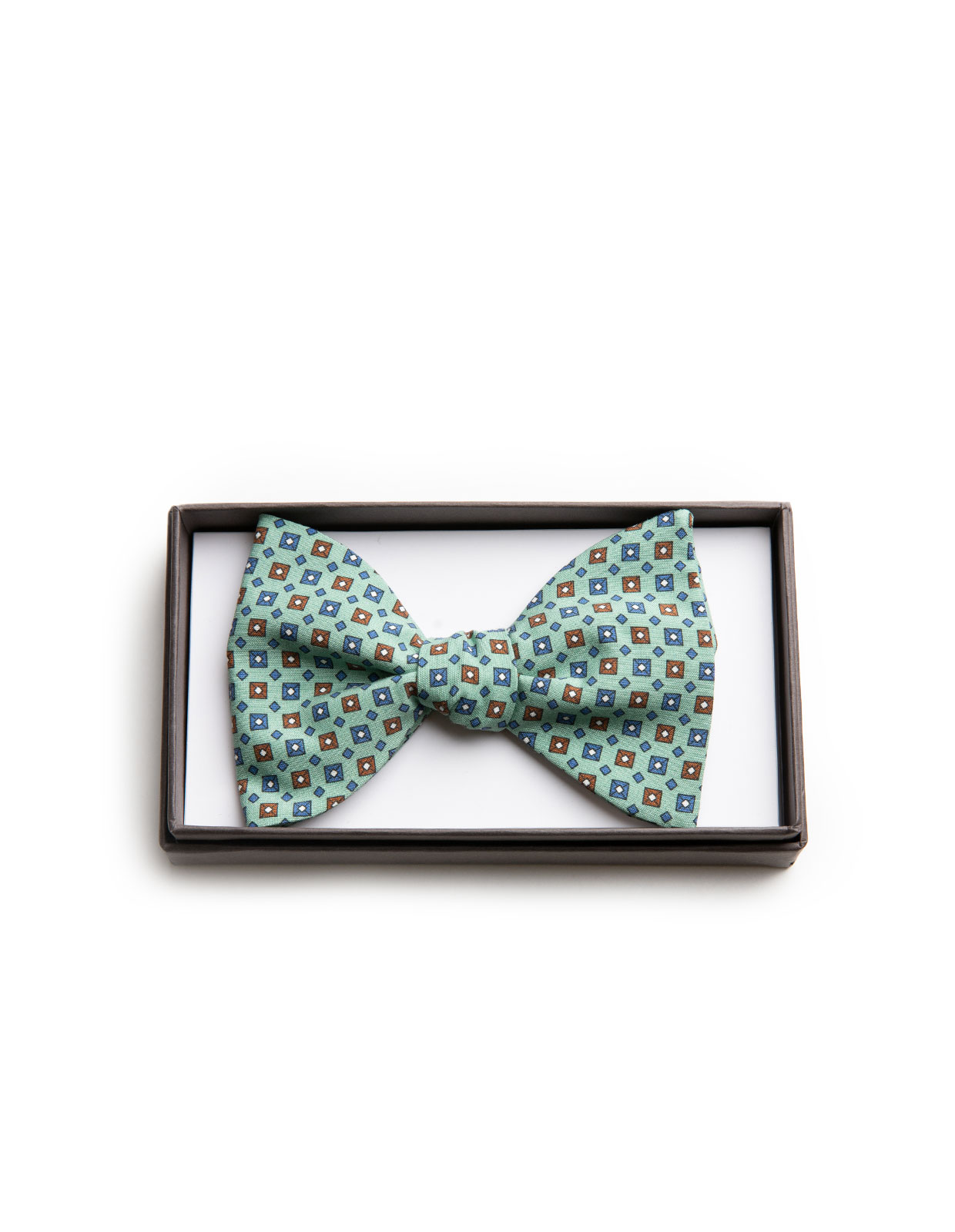 Bowtie Printed Silk Mint Green/Diamond