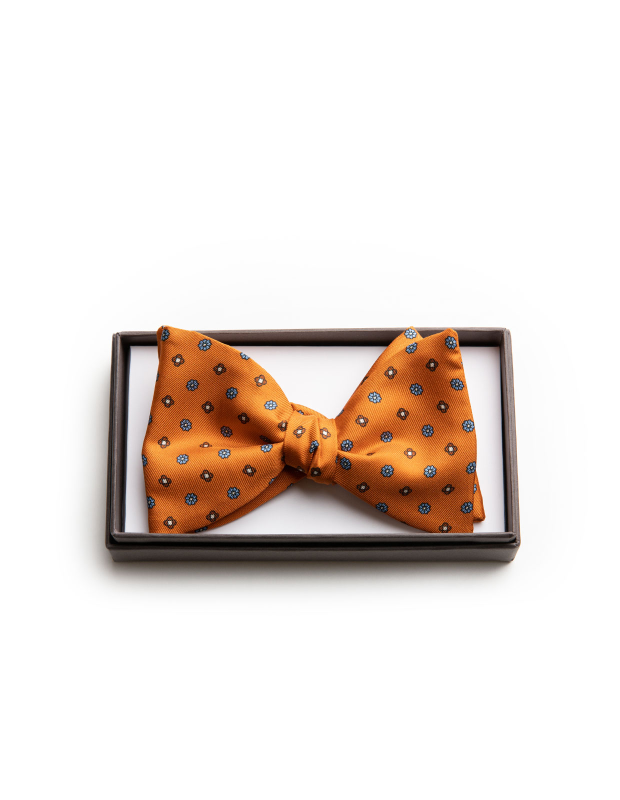 Bowtie Printed Silk Orange/Blue/Brown