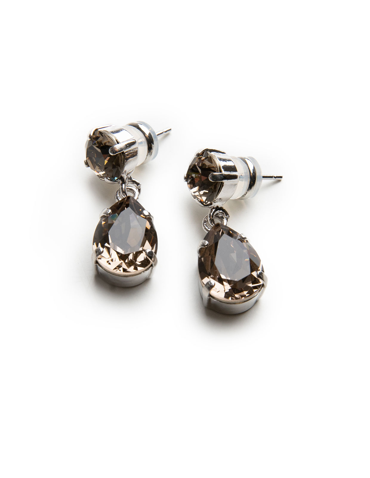 Mini Drop Earring Rhodium Greige