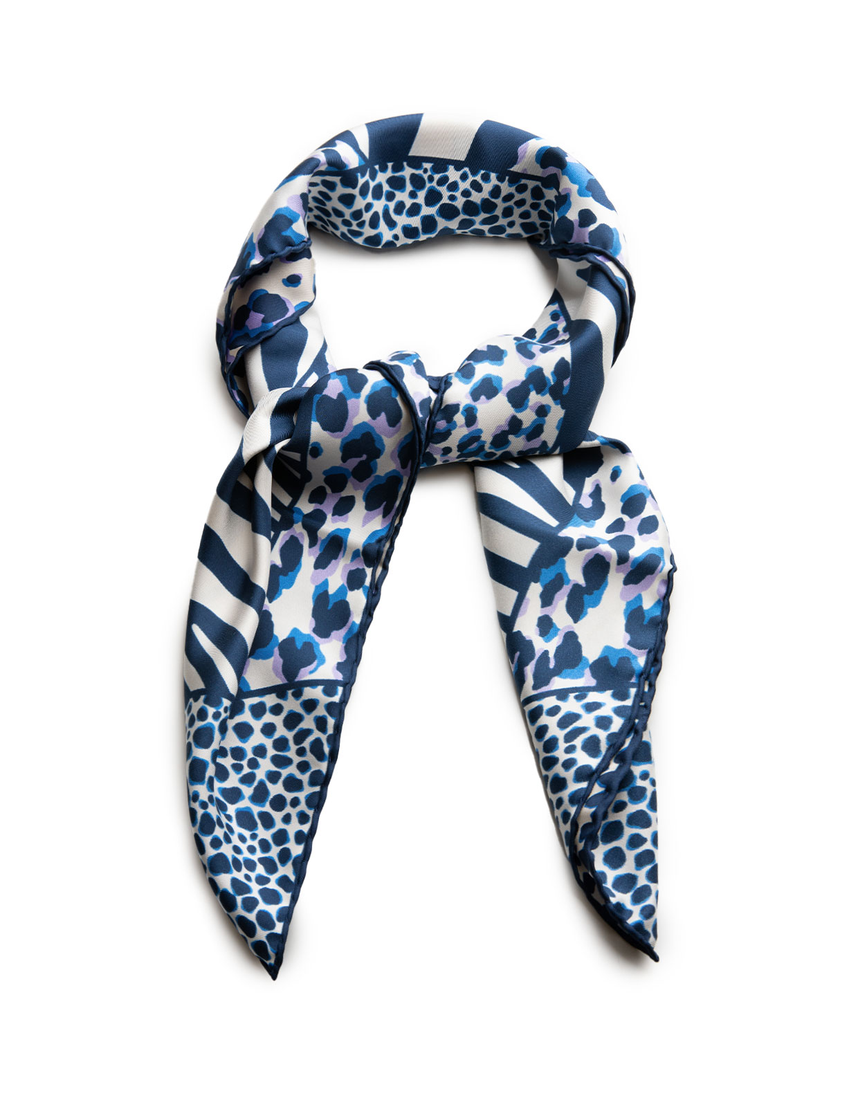 Toulard Printed Silk Scarf Navy