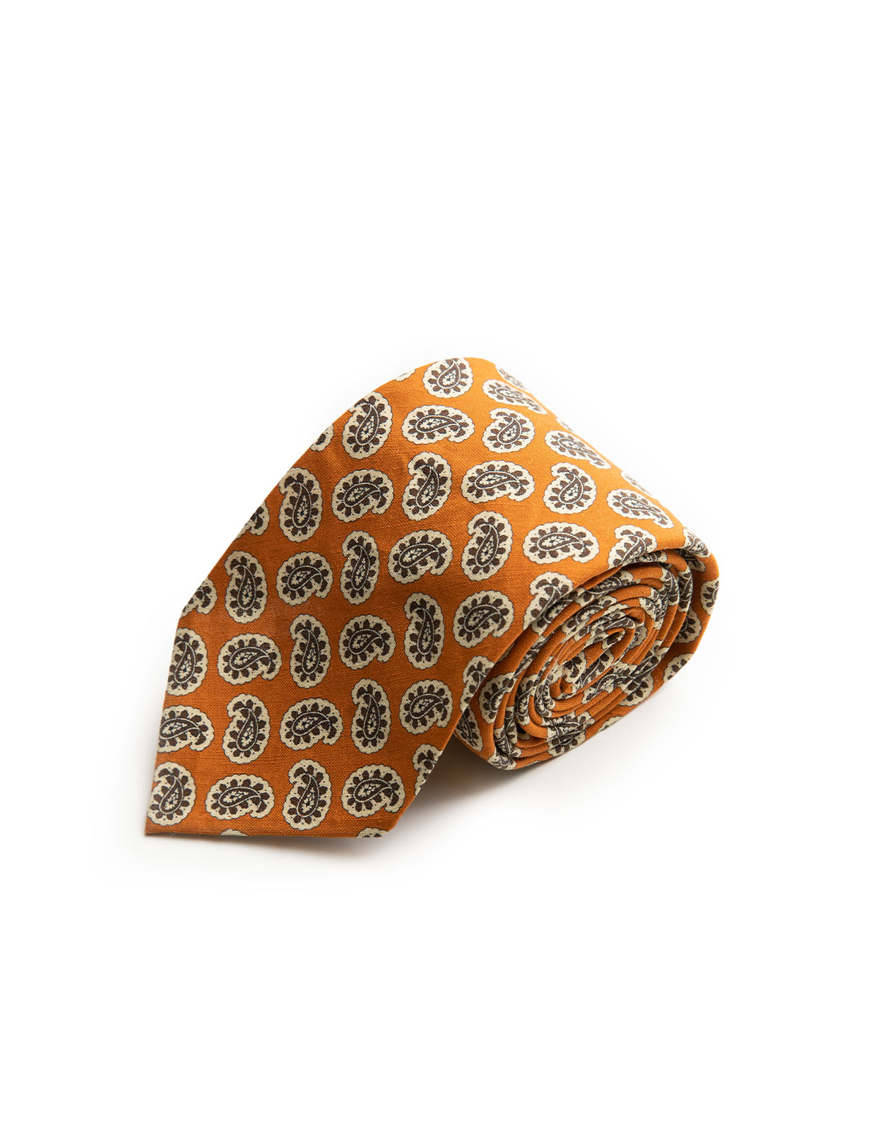 Untipped Tie Linen Silk Orange/Paisley