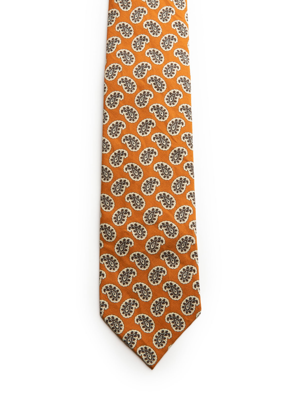 Untipped Tie Linen Silk Orange/Paisley
