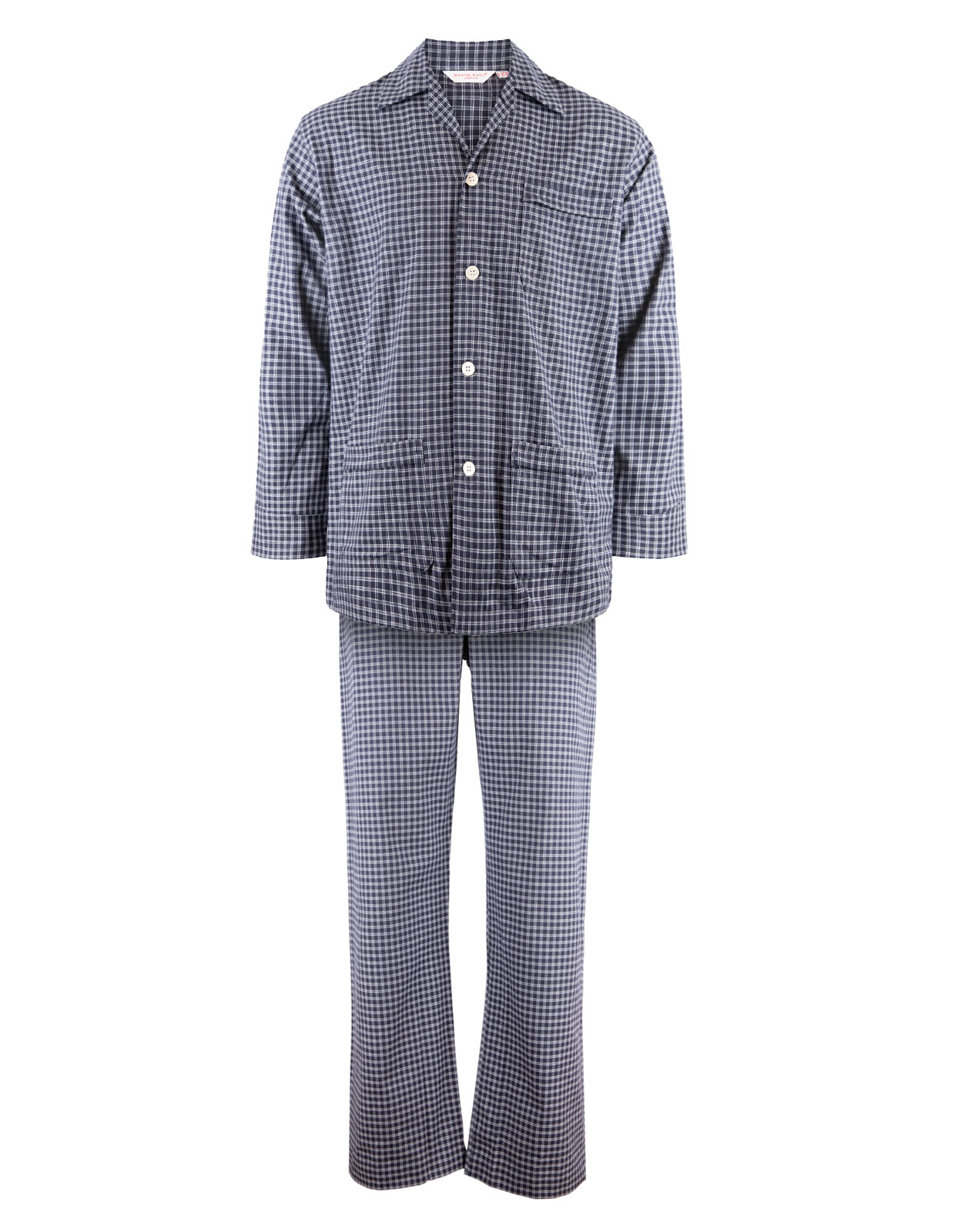 Braemar Flannel Pyjama Set Navy/White Check