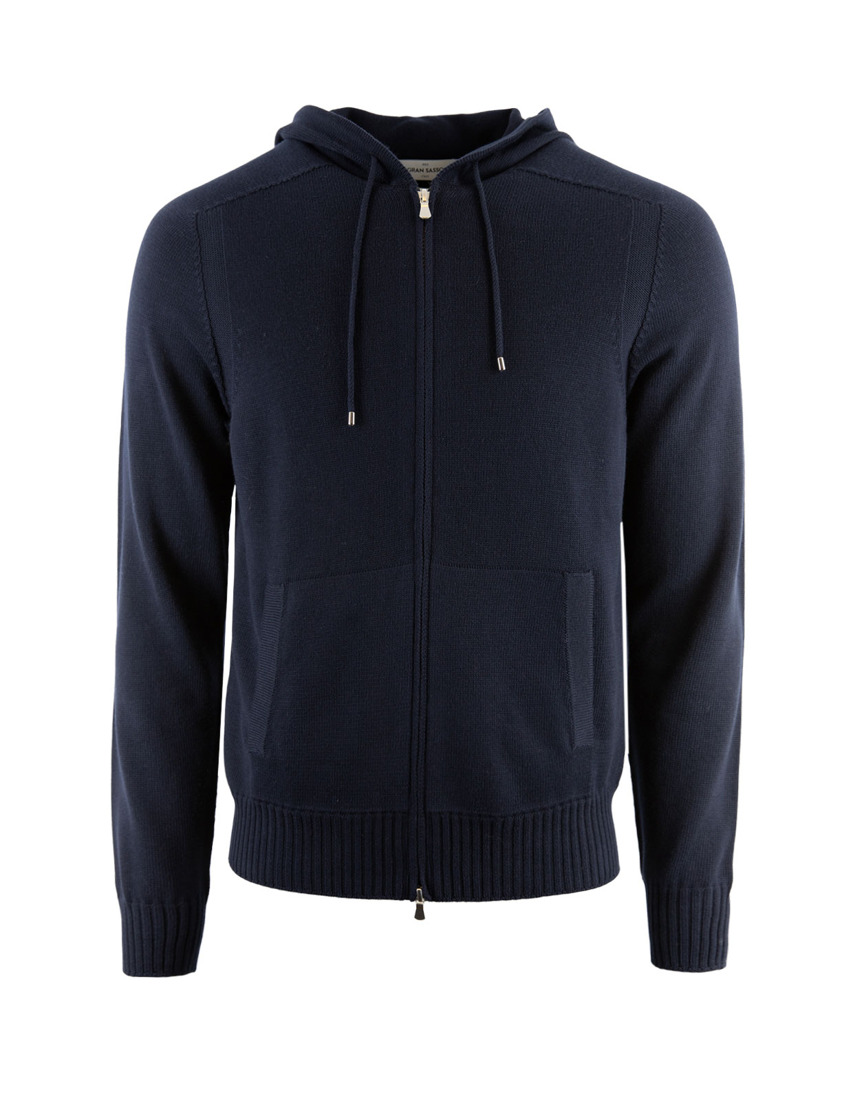 Full Zip Knitted Hoodie Navy