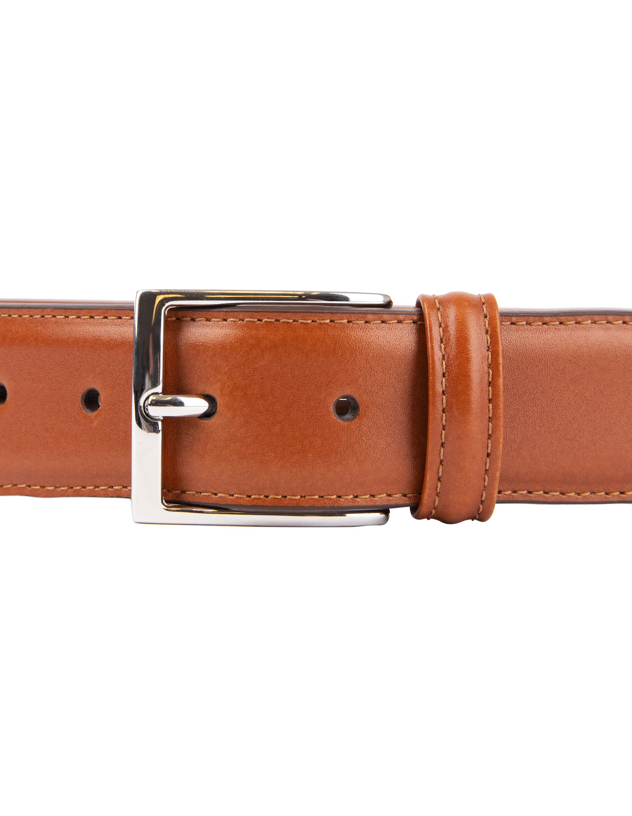 Läderbälte kalvskinn 3,5 cm Cognac Stl 120
