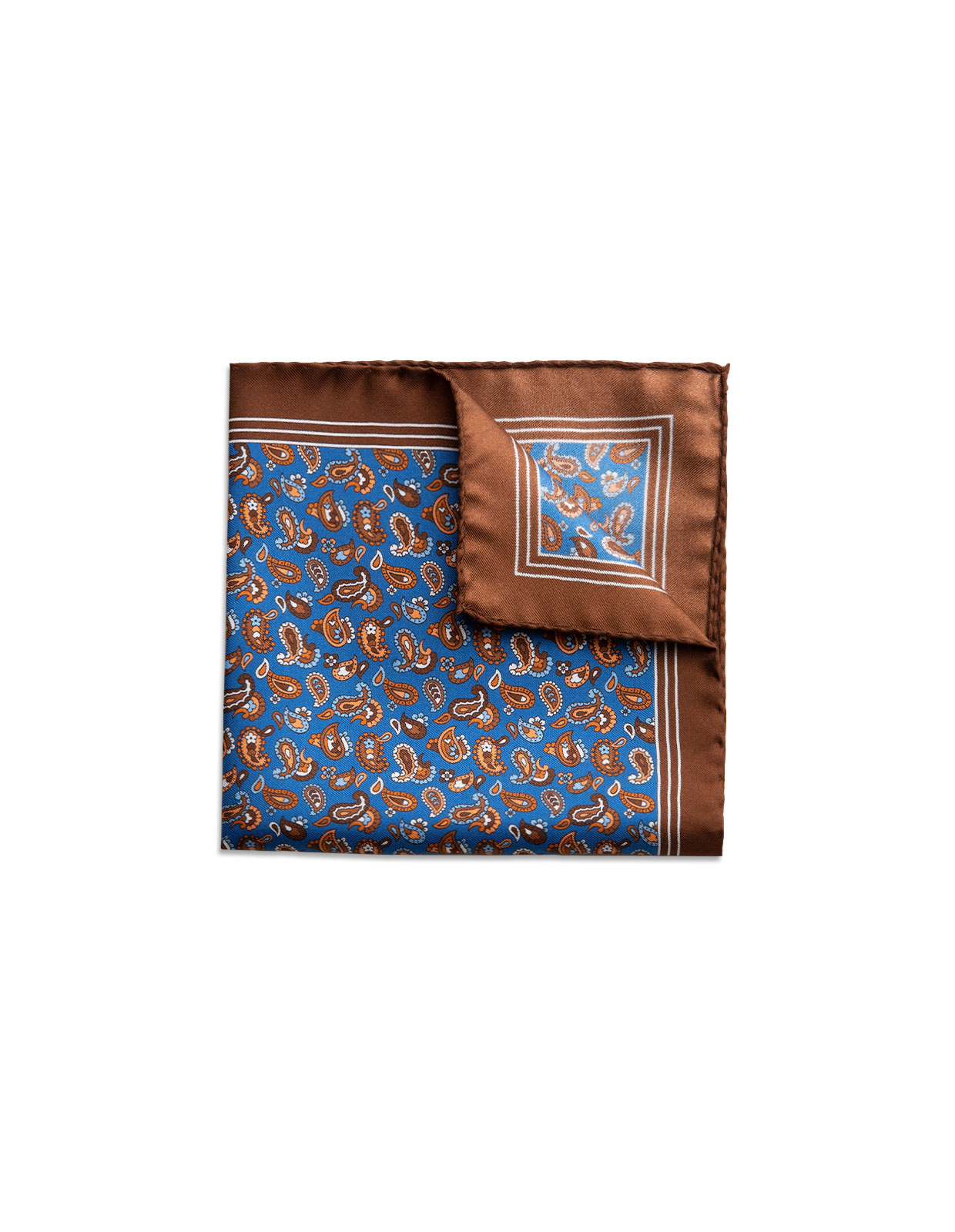 Pocket Square Printed Silk Small Paisley/Royal