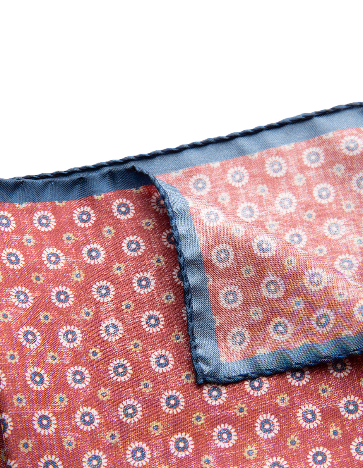 Pocket Square Printed Silk Washed Red/Daisy
