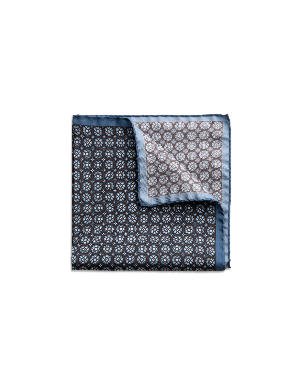 Pocket Square Printed Silk Dk.Brown Tile